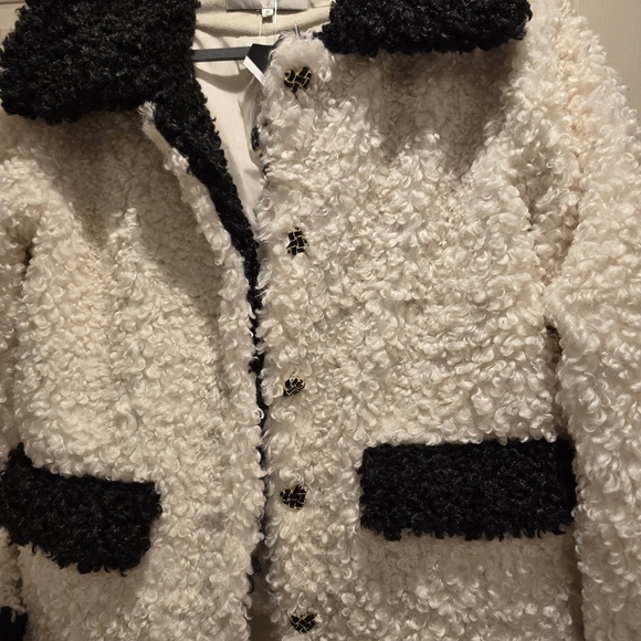 Endless Rose Black and Cream Sharpa Jacket - Picture 3 of 6